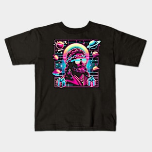 COOL JESUS SUNGLASS OUTERSPACE RETRO 80'S NEON VIBE Kids T-Shirt